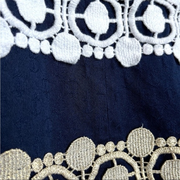 Lilly Pulitzer Augusta Shift Dress Sz 0 Applique Anchors Nautical Navy Gold EUC - Picture 8 of 15